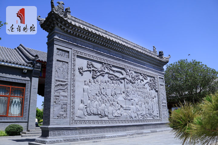 唐语砖雕孔子讲学影壁